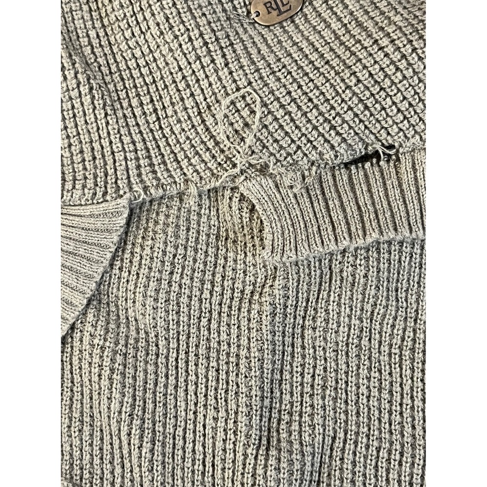 Lauren Ralph Lauren Womens Olive Green Waffle Knit Raglan Hoodie Sweater Large - Picture 14 of 15
